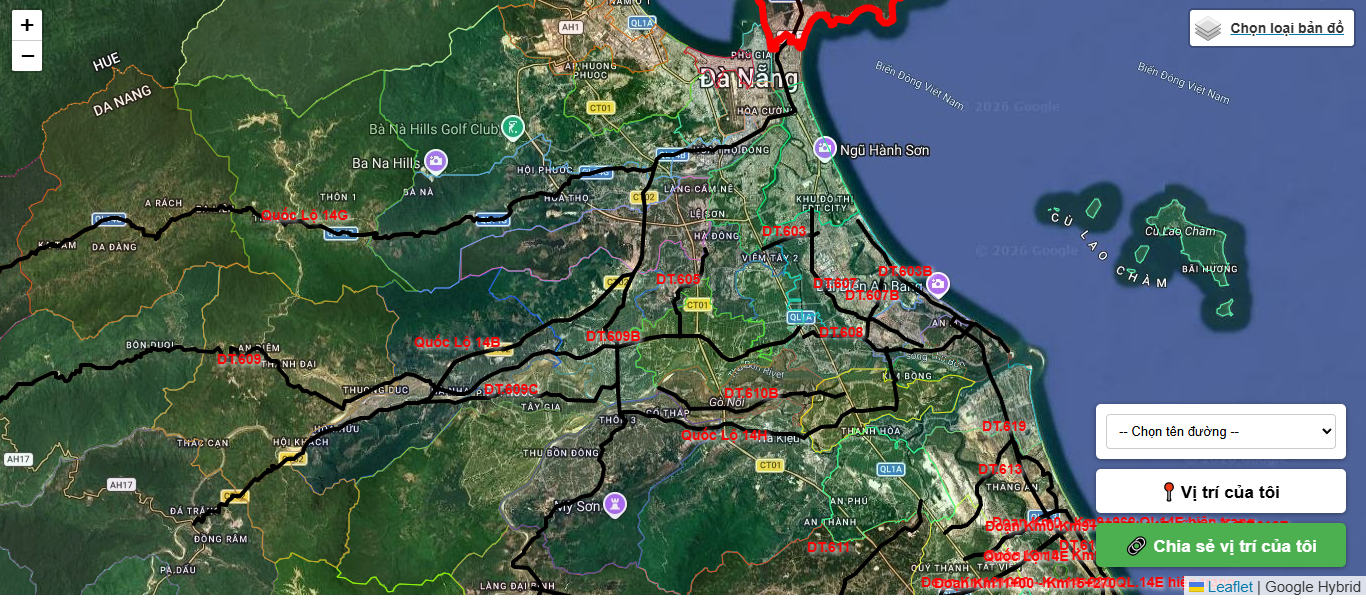 Bản đồ đường bộ Đà Nẵng